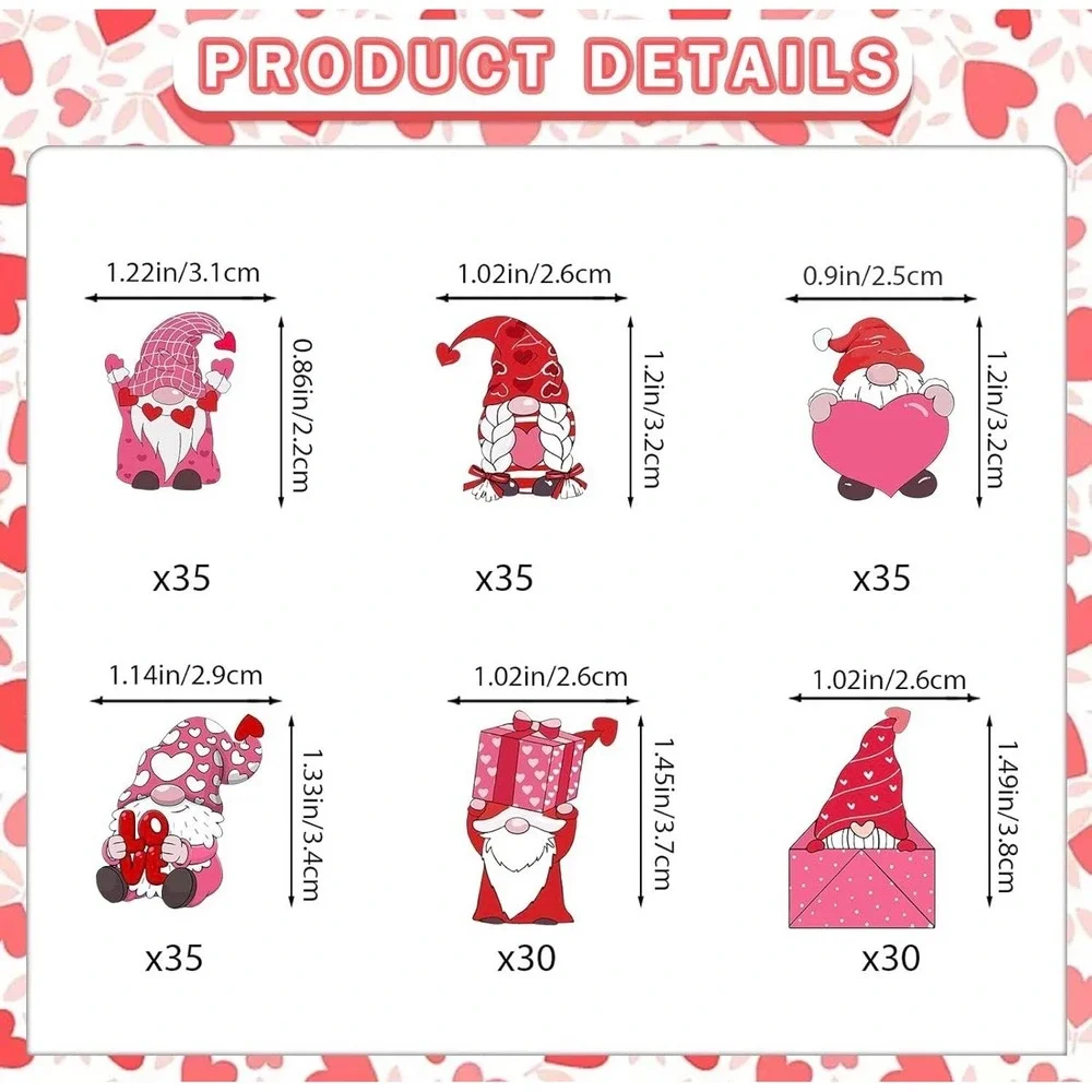 600pc Valentines Gnomes Confetti Pink Red Table Decorations Party Decor 3 Packs